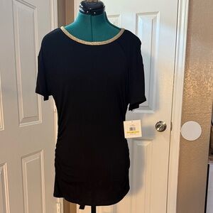 Ellen Tracy Black Tee with Gold Accent